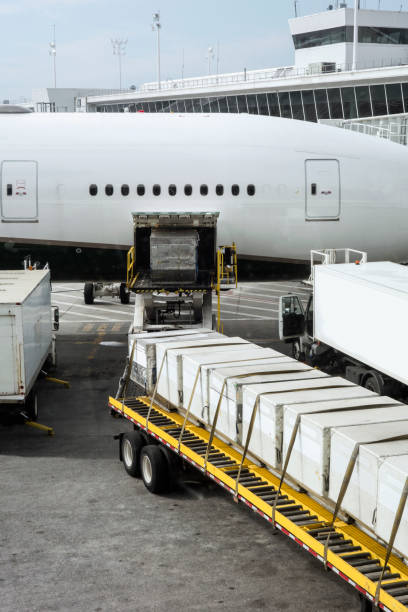 aiplane being loaded ina fogy morning